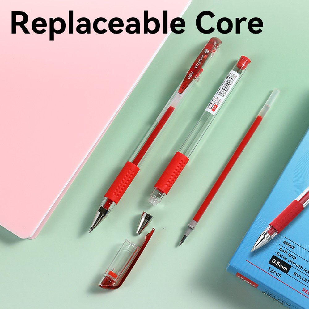 Ручка гелевая "Go Glide", 0.5 мм, прозрачный, стерж. красный - 4