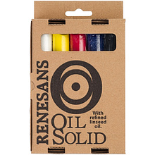 Набор красок масляных в стиках Renesans "Oil Solid", 5 цветов, базовые оттенки