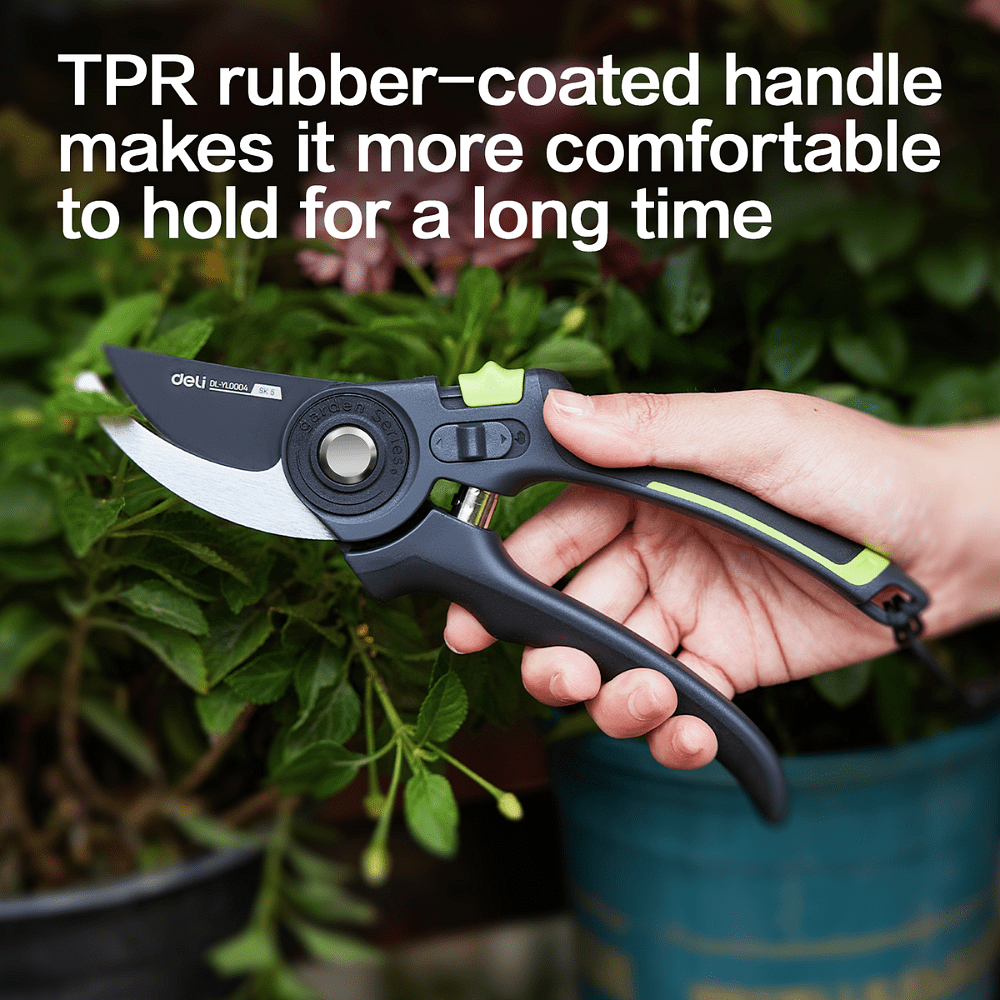 Секатор садовый Deli GS EDL-YL0004, 216 мм, SK5, черный - 8