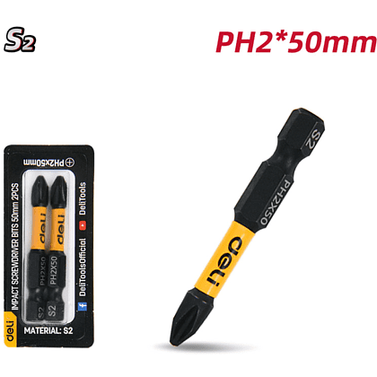 Бита Deli YS EDL501002Z, ударная, 2 шт., PH2 x 50 мм - 5