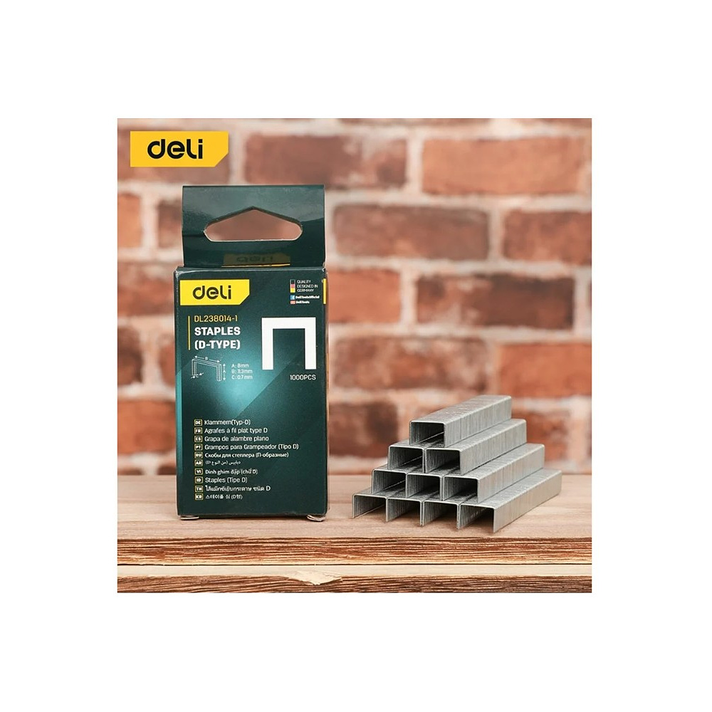 Скоба D Deli EDL238014-1, 12х11,2 мм, 1000 шт. - 2