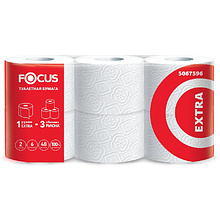 Бумага туалетная Focus Extra, 2 слоя, 48 м, 6 рулонов, 100% целлюлоза