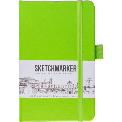 Скетчбук "Sketchmarker", 9x14 см, 140 г/м2, 80 листов, зеленый луг