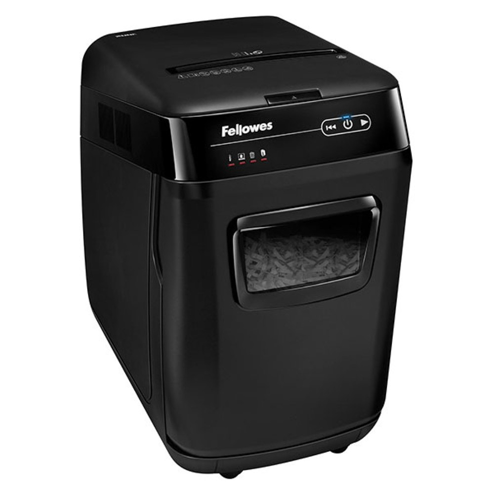 Уничтожитель Fellowes AutoMax 200M, микрорезка, автоподача, DIN P-5, 2х14 мм, 200 листов, 32 литра