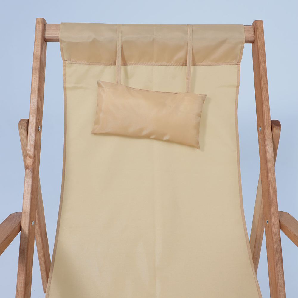 Кресло-шезлонг DYATEL с подлокотниками, ткань, бежевый, массив сосны - 9