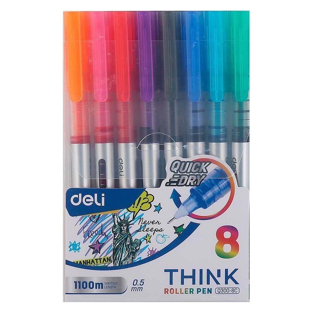 Набор ручек-роллеров "Think", 8 шт, разноцветный