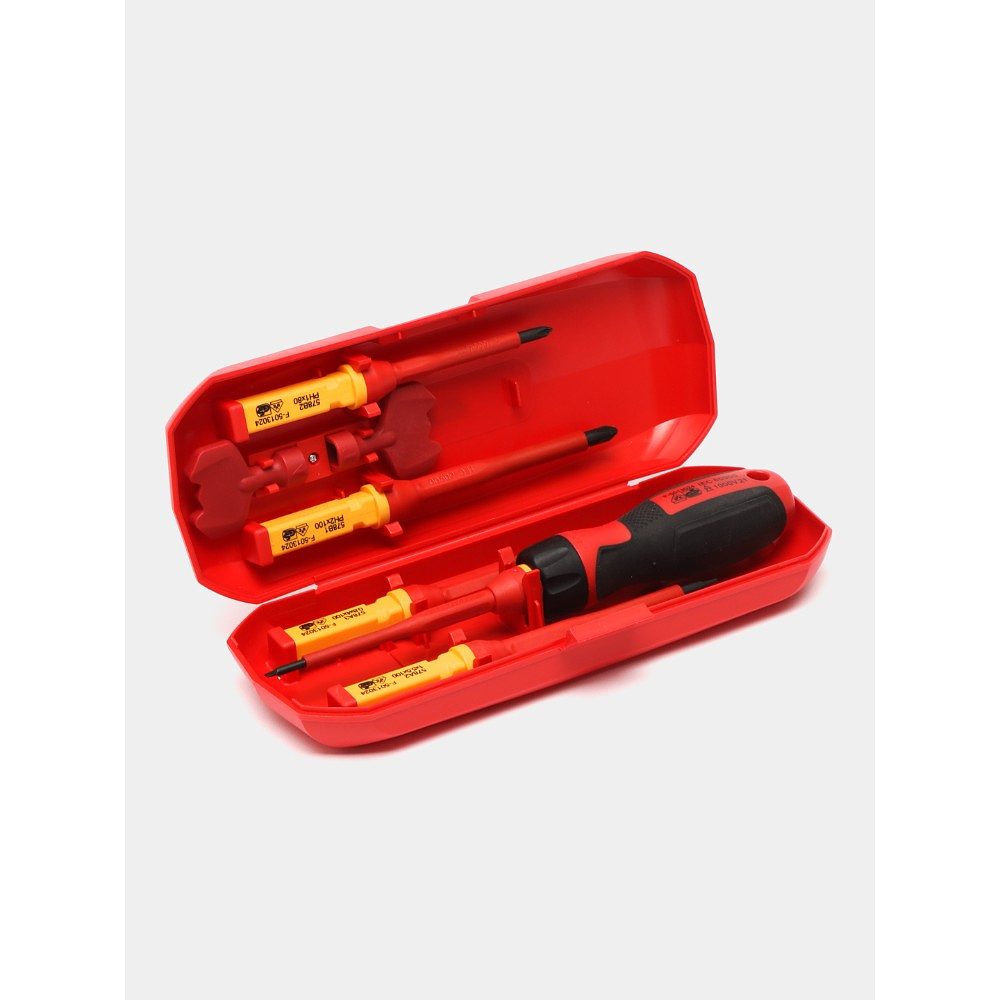 Набор отверток диэлектрических Deli YS DL510107, 7 предметов, красный, желтый - 2