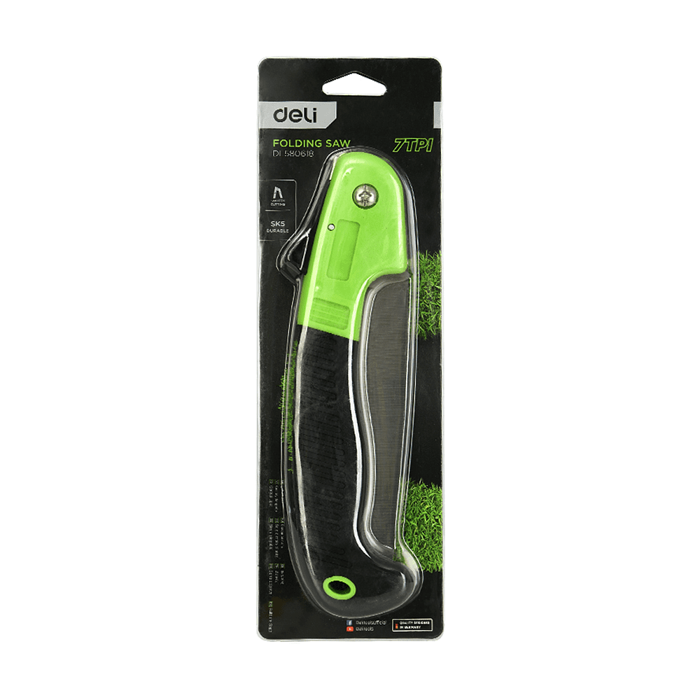 Ножовка по дереву Deli EDL580618, 180 мм, складная, зеленый, черный - 2