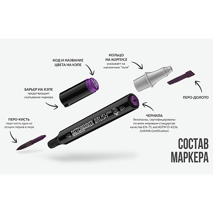 Маркер перманентный двусторонний "Sketchmarker Brush", G104 пастельный зелёный - 7