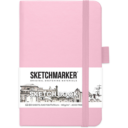 Скетчбук "Sketchmarker", 9x14 см, 140 г/м2, 80 листов, розовый