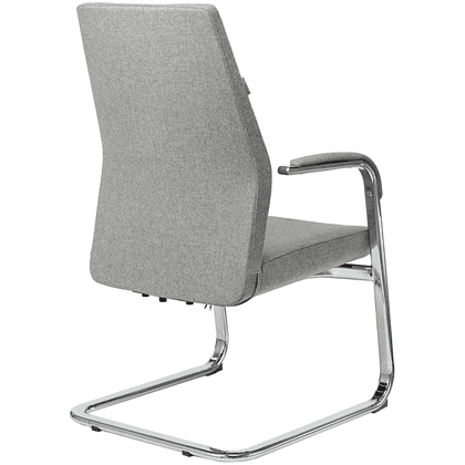 Кресло на полозьях Бюрократ "_JONS-LOW-V", натуральная кожа, серый, металл хром - 4