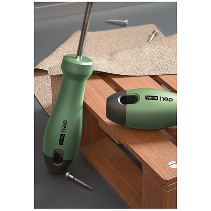 Набор отверток Deli HS HT1004L, 4 шт. ( PH1х100,PH2х150,SL5х100,SL6х150), Soft Touch, зеленый - 7