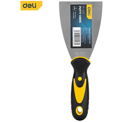 Шпатель нержавеющий Deli YS EDL-HD3, 75 мм, ручка 2K, черный, желтый - 3
