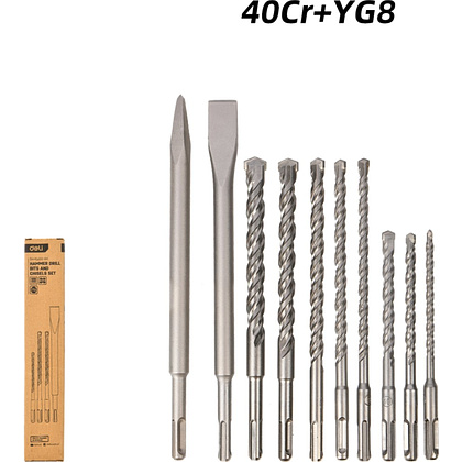 Набор буров и зубил Deli YS EDH-YCZ010-EH1, 6,8,10х160мм, 8,10,12,14,16х210мм SDS+,10 шт. - 2