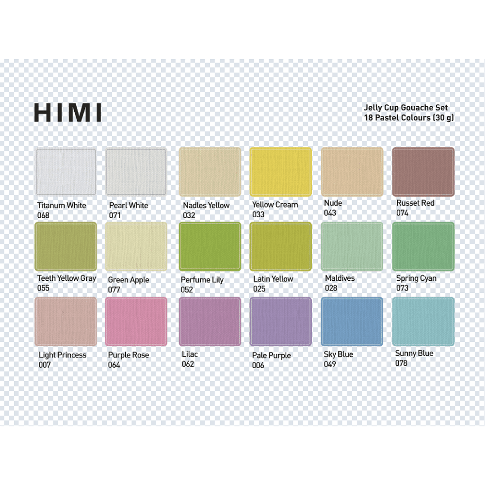 Краски гуашевые "Himi Jelly Cup. Pastel colors", 18 цветов, кювета, фиолетовый футляр - 11