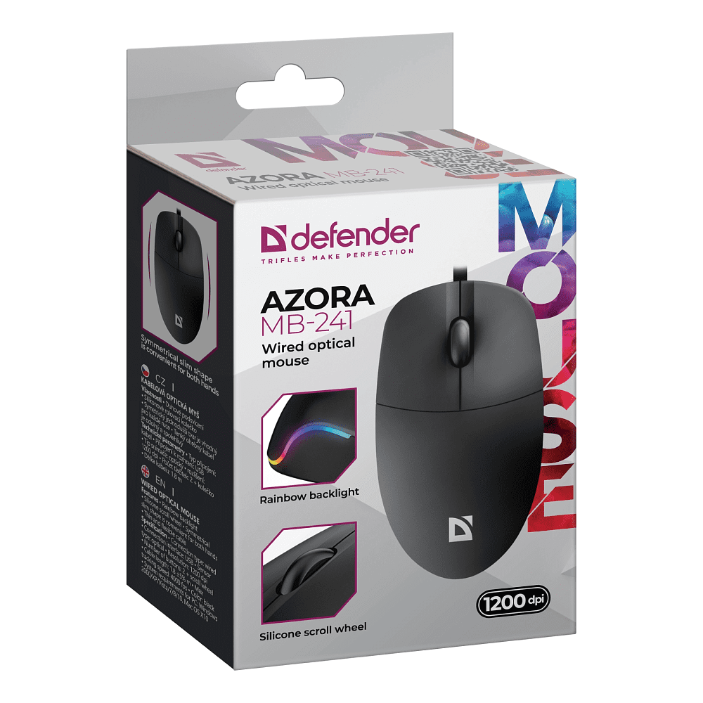 Мышь Defender "Azora MB-241", проводная, 1200 dpi, черный - 4