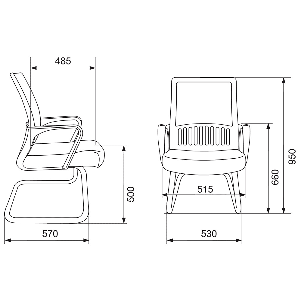 Кресло на полозьях Бюрократ "MC-209", сетка, ткань, металл, черный - 4