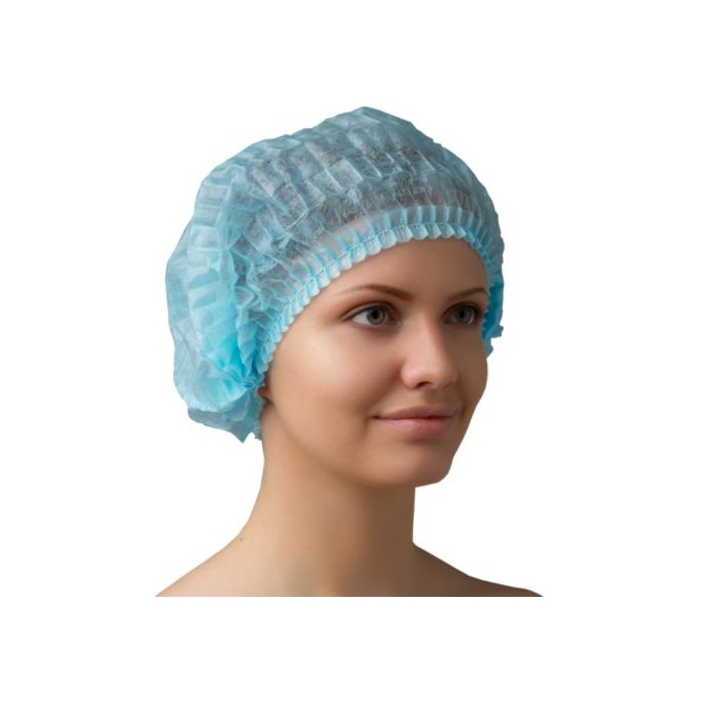 Шапочка одноразовая нетканая, 12 г/м2, 100 шт/упак, голубой