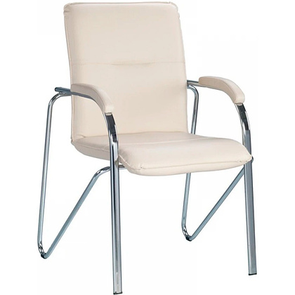 Кресло для посетителей SitUp Samba Chrome, экокожа крем