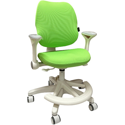 Кресло детское Ergosmart Antey, ткань, пластик, корпус белый, подставка для ног, с чехлом салатовым, серый - 11