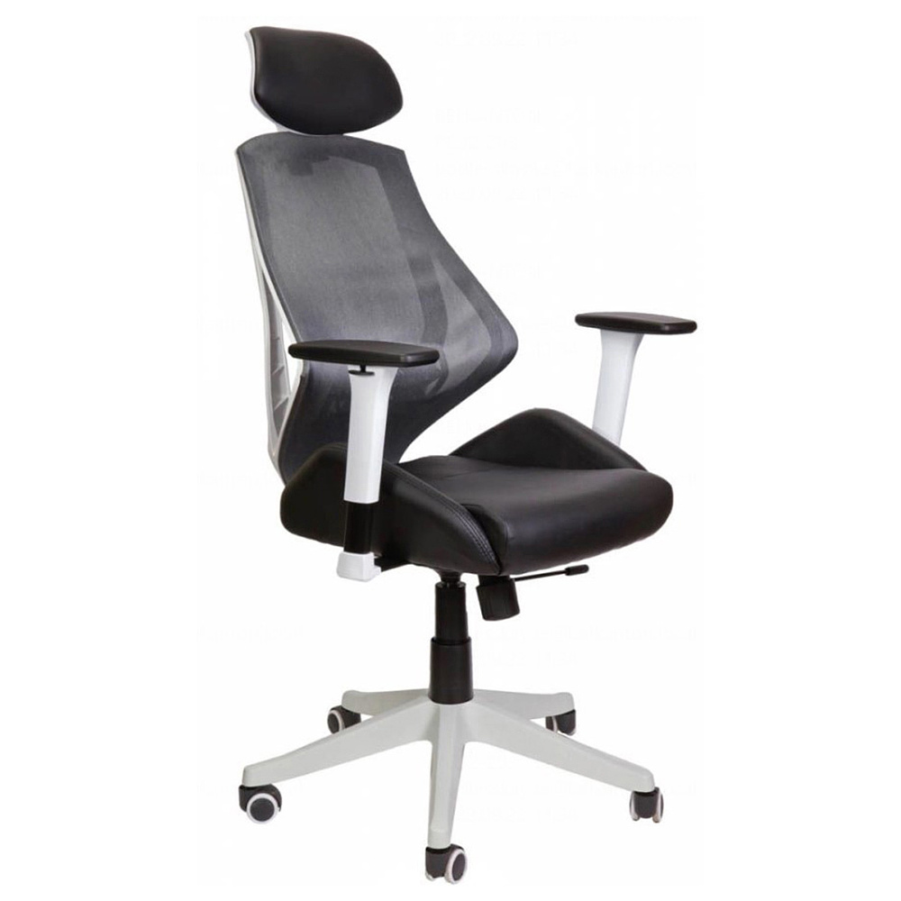 Кресло для руководителя "SPACE", ткань, сетка, экокожа, черный, серый