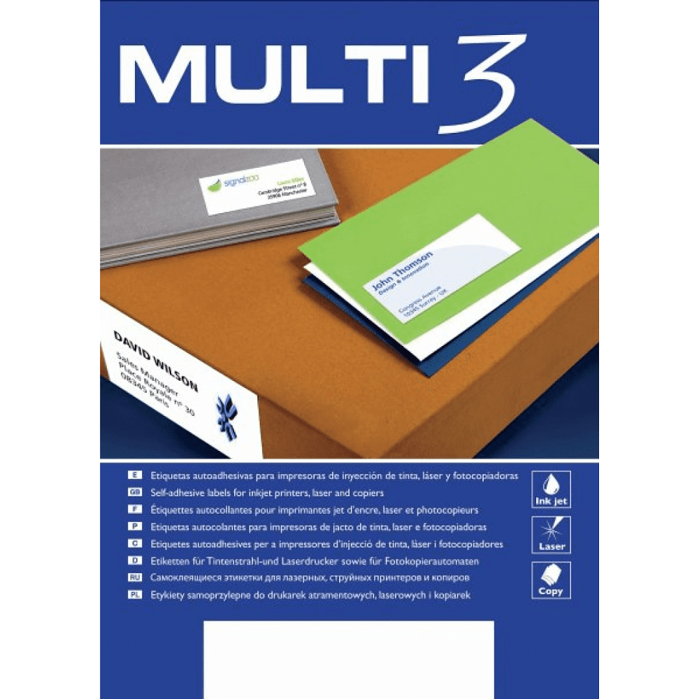 Самоклеящиеся этикетки универсальные MULTI 3, 105х57 мм, 100 листов, белый