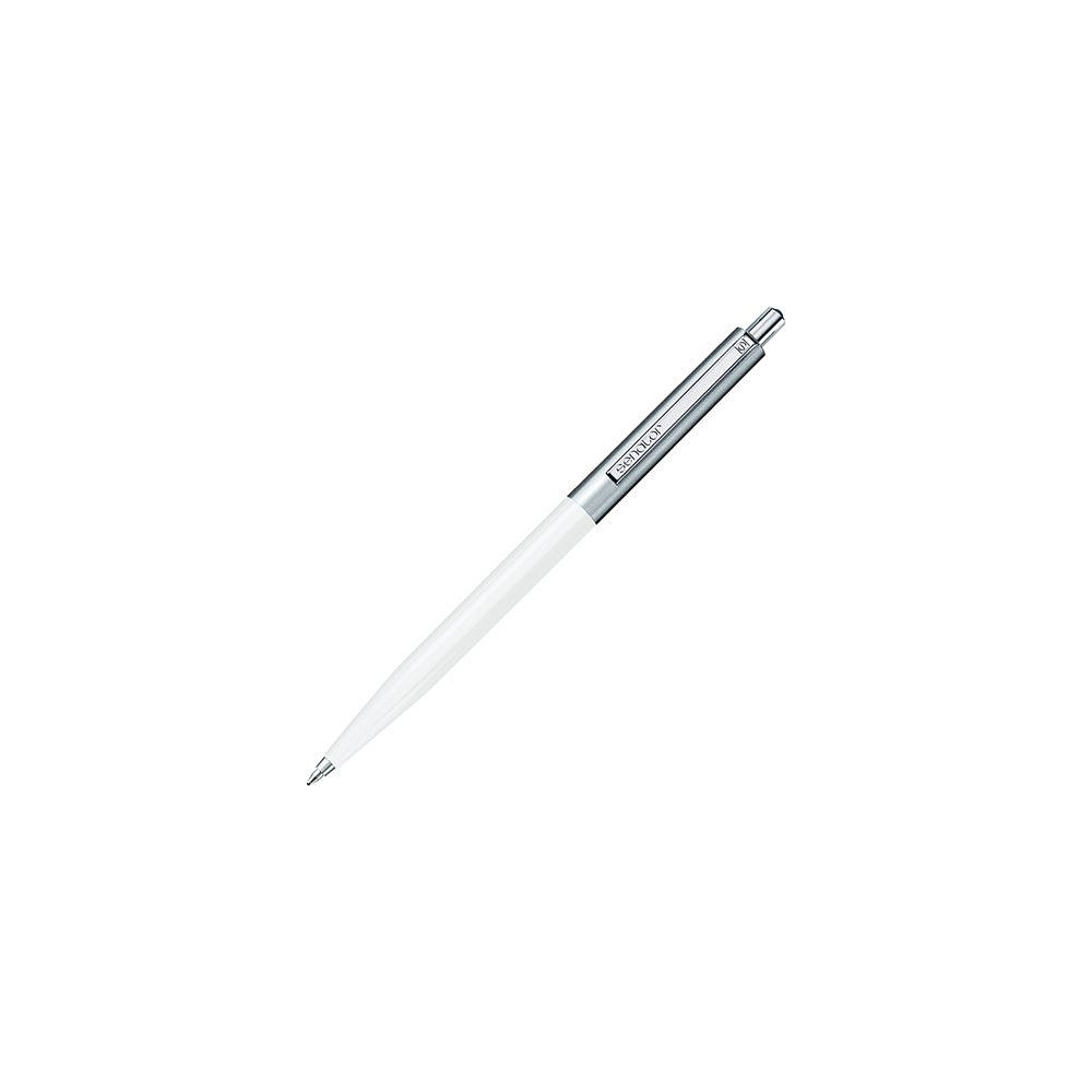 Ручка шариковая автоматическая "Senator Point Metal", 1.0 мм, белый, серебристый, стерж. синий