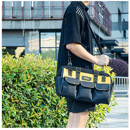 Сумка для инструментов Deli YS EDL430117, 400х200х270 мм, ткань Oxford, черный, желтый - 11