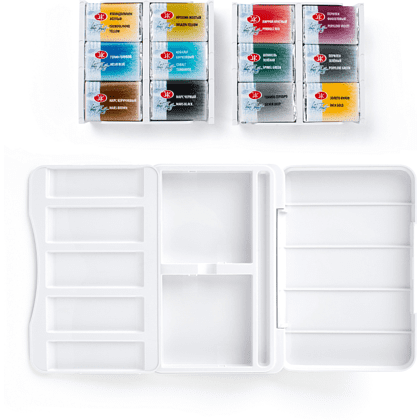 Краски акварельные "Белые ночи Русские сказки", набор 12 цветов, кюветы - 2