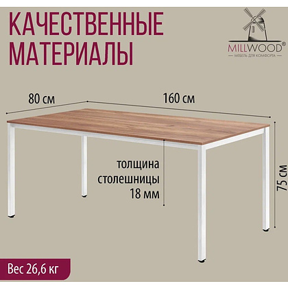 Стол Millwood Сеул, 1600х800 мм, дуб табачный крафт, белый - 4