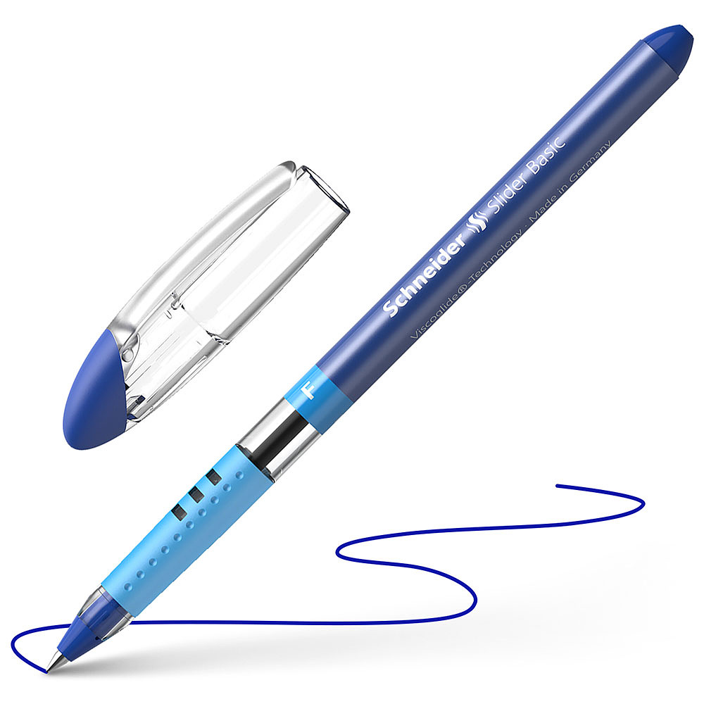 Ручка шариковая "Schneider Slider Basic F", синий, стерж. синий - 2