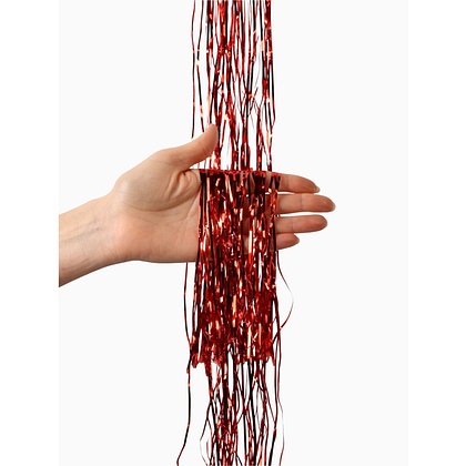 Гирлянда-дождик "Новогодний", 7,5х150 см, фольга, красный - 3