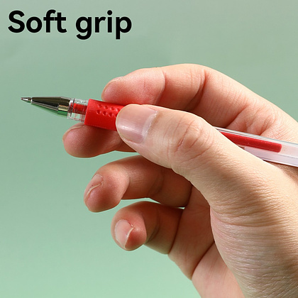 Ручка гелевая "Go Glide", 0.5 мм, прозрачный, стерж. красный - 6