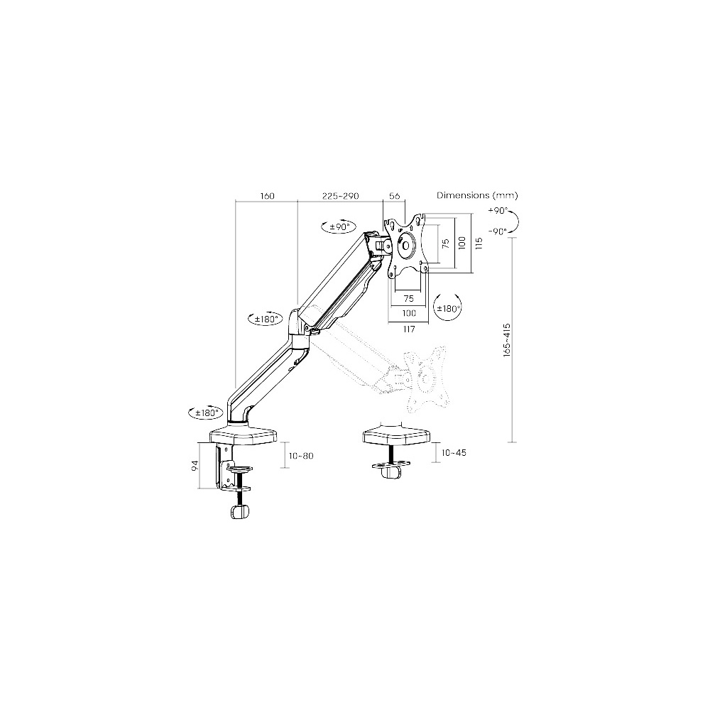 Кронштейн для монитора LUMI LDT46-C012E (на один монитор), черный - 9