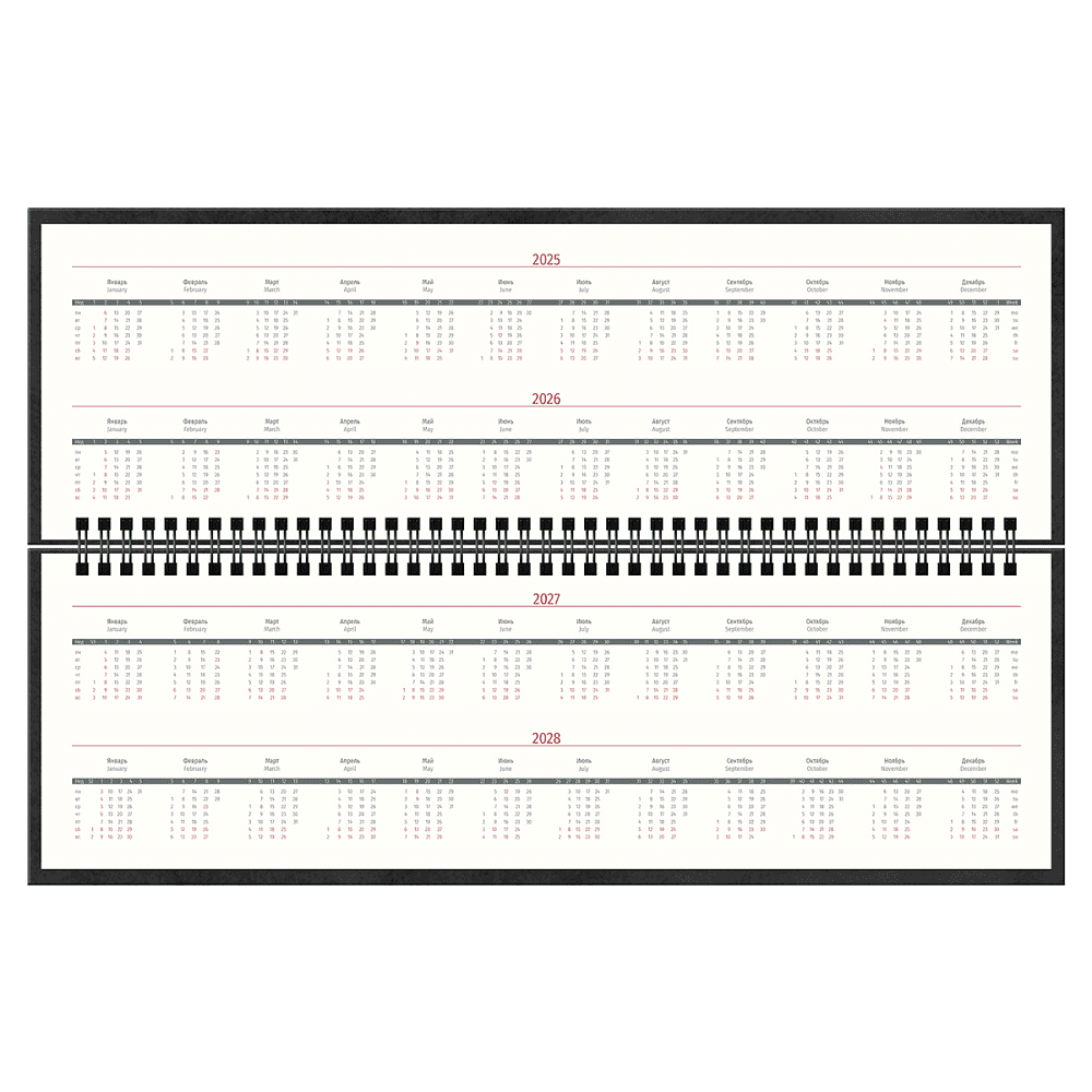 Еженедельник датированный "xGold", кожзам., черный, срез золотистый, 2025 - 2