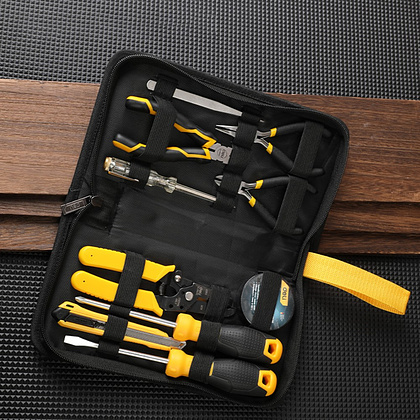 Набор ручного инструмента Deli YS EDL-C1011E, 11 предметов, сумка, черный, желтый - 5