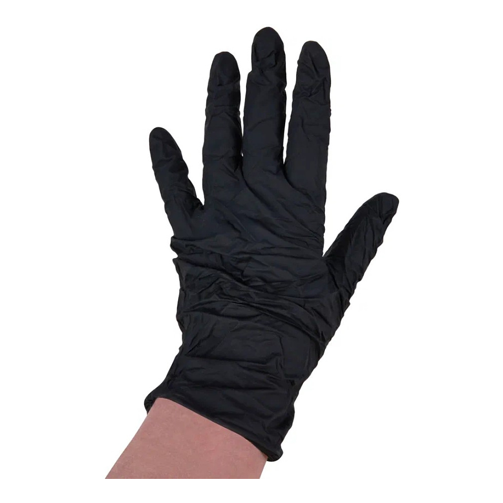Перчатки нитриловые неопудренные одноразовые  BVB, р-р L, 100 шт/уп., черный - 4