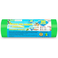 Мешки для мусора, 35л, 15шт/рулон, ПНД, Mirpack Vip, 18 мкм, 50х60см, зеленый, с завязками