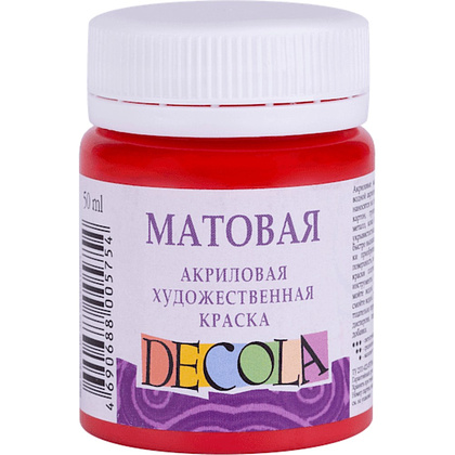 Краска акриловая матовая "Декола", 331 красная, 50 мл., банка