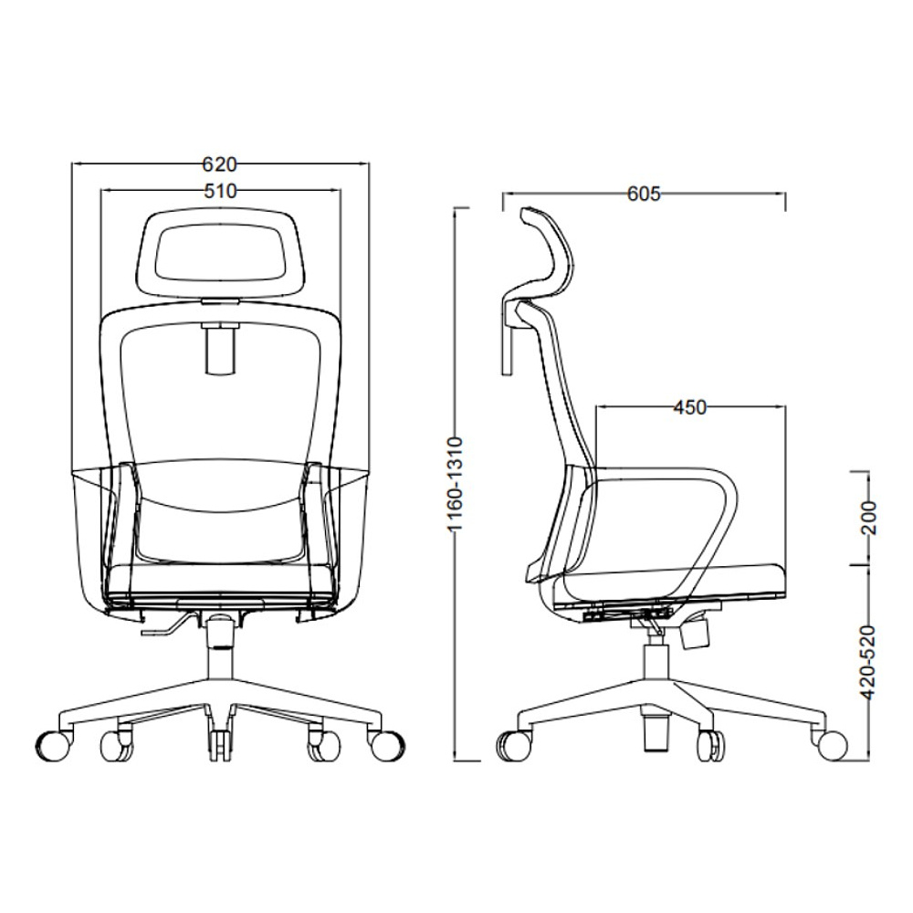 Кресло компьютерное SitZone U-060A, сетка, ткань, черный, пластик - 6