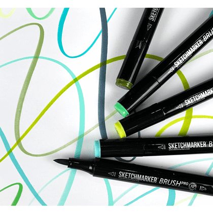 Маркер перманентный двусторонний "Sketchmarker Brush", B73 небесный - 5