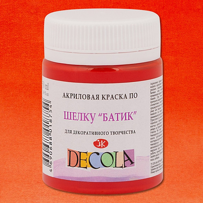 Краска акриловая по шелку перламутровая "Декола", 373 гераниевая, 50 мл., банка - 2