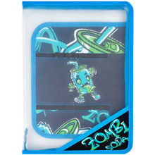 Папка для труда "Зомбо банка", А4, на молнии, голубой, черный