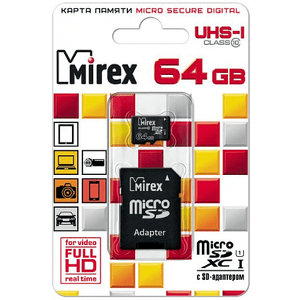 Карта памяти Mirex UHS-I MicroSDXC 64GB V30/A1/C10 (Class 10) - 2