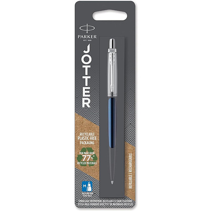 Ручка шариковая автоматическая "Jotter Core K63 Royal Blue CT", 1 мм, синий, серебристый, стерж. синий
