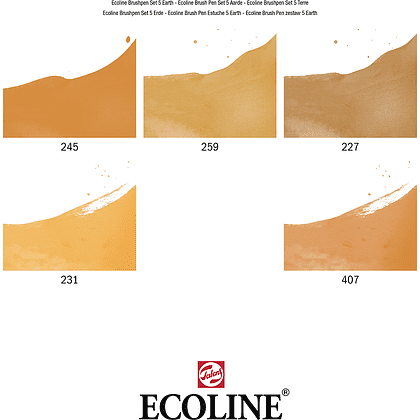 Набор акварельных маркеров "Ecoline", 5 шт., оранжево-коричневые - 2