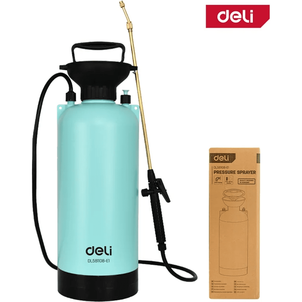 Опрыскиватель садовый Deli GS DL581108, помповый, 8 л, черный, голубой - 2