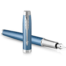 Ручка перьевая Parker "IM Premium Blue Grey CT", F, голубой, серебристый, патрон синий