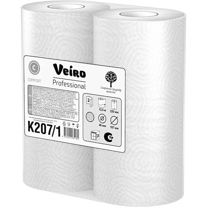 Полотенца бумажные Veiro Professional Comfort в рулонах (1*2) 12.5м, 2 слоя - 2