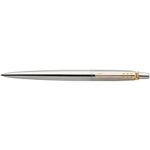 Ручка шариковая автоматическая "Parker Jotter Stainless Steel GT", 0.7 мм, серебристый, золотистый, стерж. синий